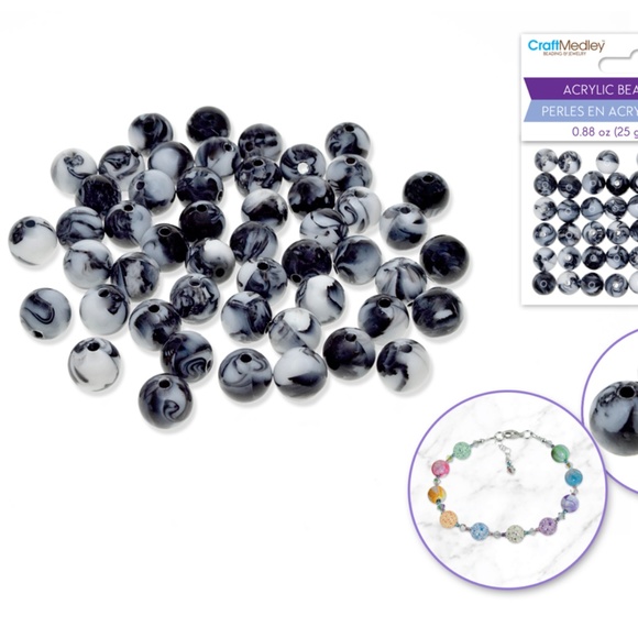 🆕 NEW 10 mm Acrylic Beads: 10mm Round Multi-Packs 25g / 0.88 oz Marble Classic - Picture 2 of 5
